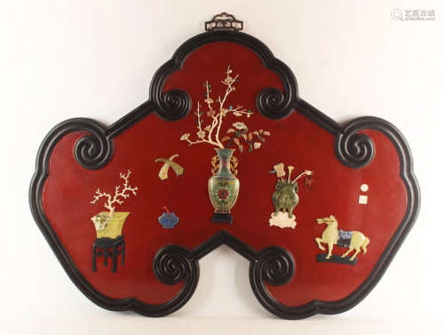 ZITAN WOOD RED LACQUER WITH GEM SCREEN