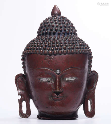 COPPER WITH SILVER CAST BUDDHA HEAD