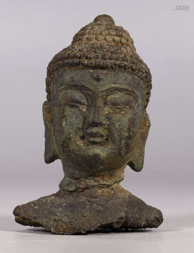 IRON CAST BUDDHA HEAD