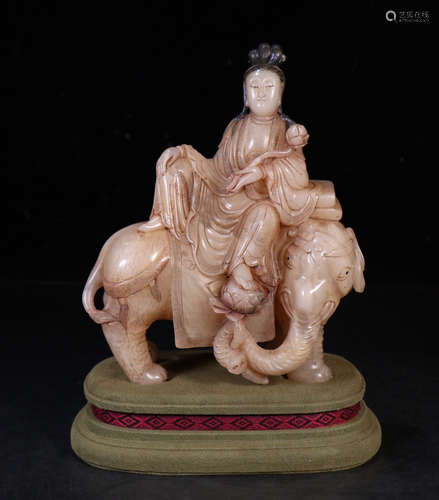 FURONG STONE CARVED GUANYIN BUDDHA STATUE