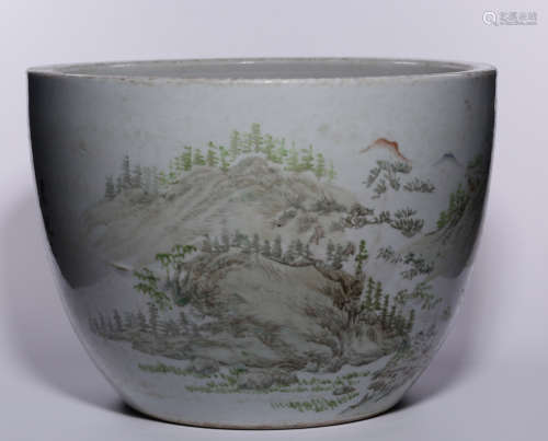 SHALLOW GLAZE LANDSCAPE PATTERN CYLINDER