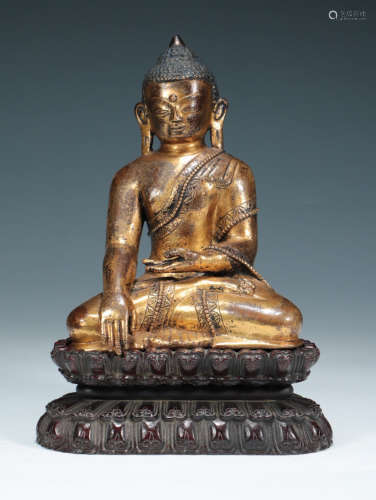 COPPR CAST SAKYAMUNI BUDDHA STATUE