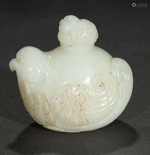 HETIAN JADE CARVED CHICKENS SHAPE BRUSH WASHER