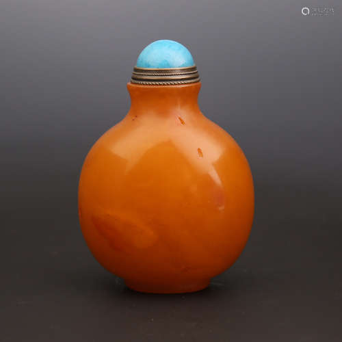 An Orange Beeswax Snuff Bottle