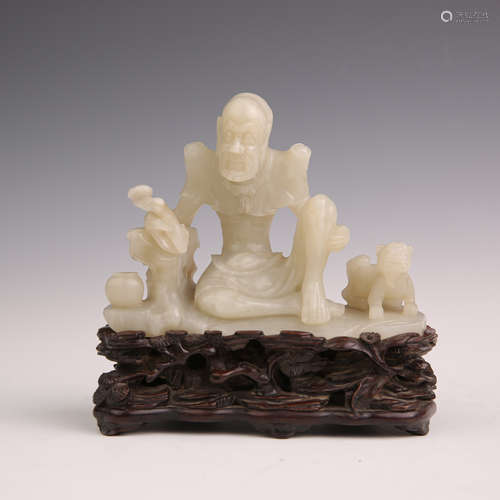 A White Jade Lohan Figure Ornament