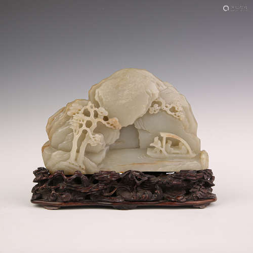 A Jade Carved Character Mountain Shape Ornament