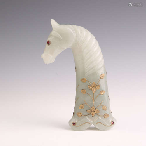 A White Jade Horse Shape Sword Handle Ornament