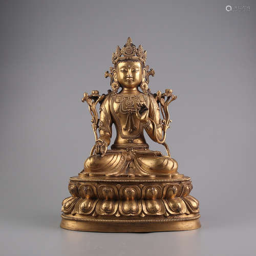 A Gilt Bronze Buddha Figure Statue