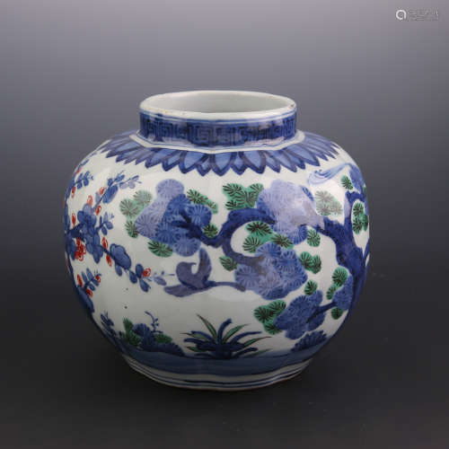 A Blue and White Plum Pattern Porcelain Jar