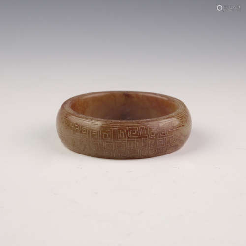 Jade with Carved Line Pattern Bangle