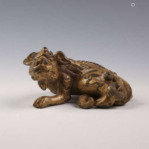 A Gilt Bronze Beast Ornament