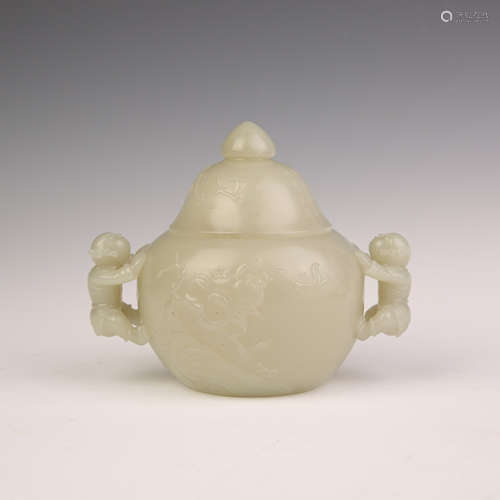 A White Jade Double Child Ear Pot