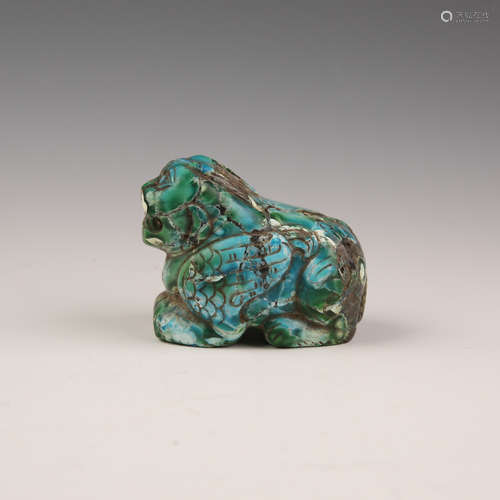 A Carved Turquoise Beast Figure