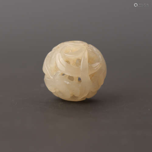 A Hollow Carved Bird with Lotus Flower Ball Bead