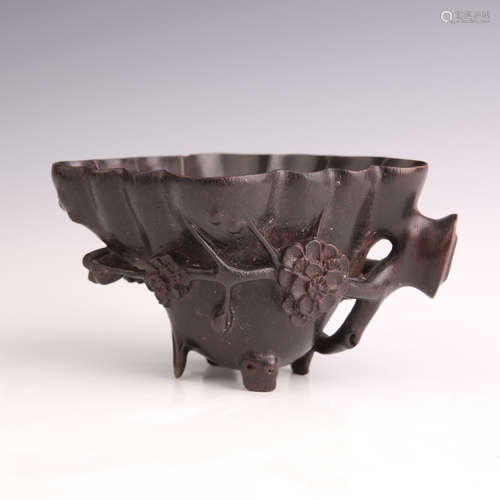 A Wood Carved Lotus Flower Cup