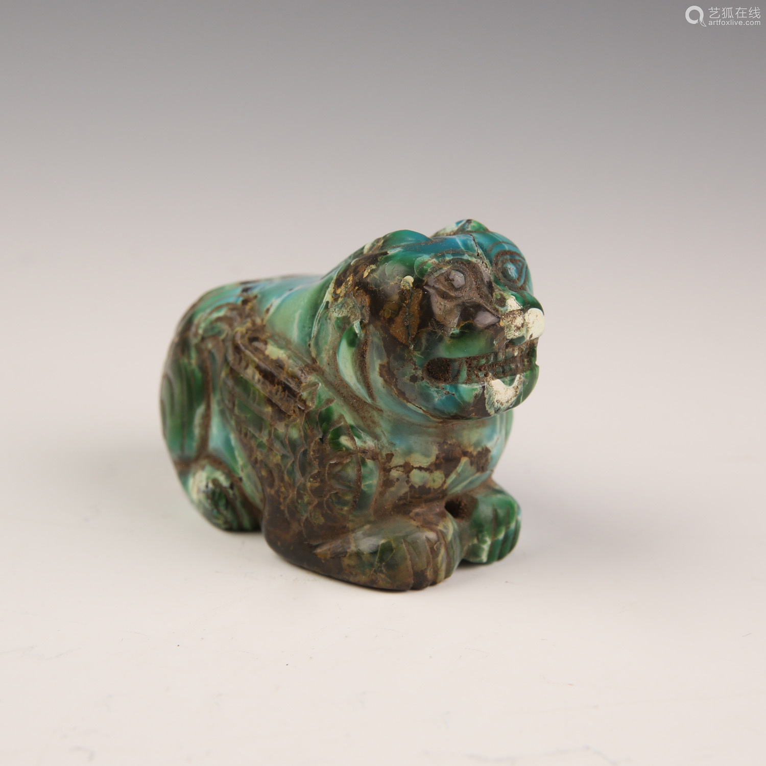 A Carved Turquoise Beast Figure－【Deal Price Picture】