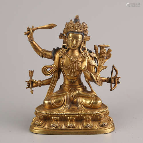 Gilt Bronze Budddha Figure Statue