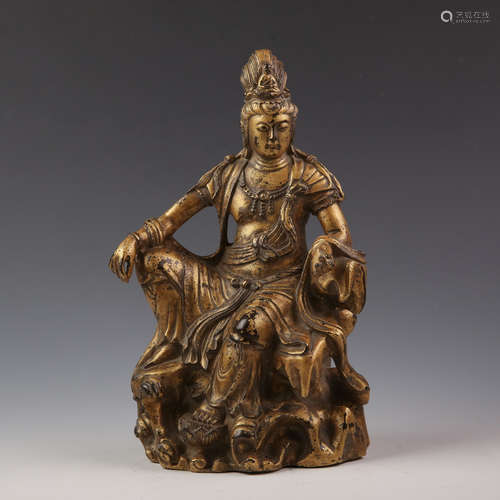 Gilt Bronze Guanyin Figure Statue