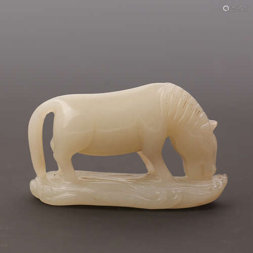 A White Jade Carving Horse Ornament