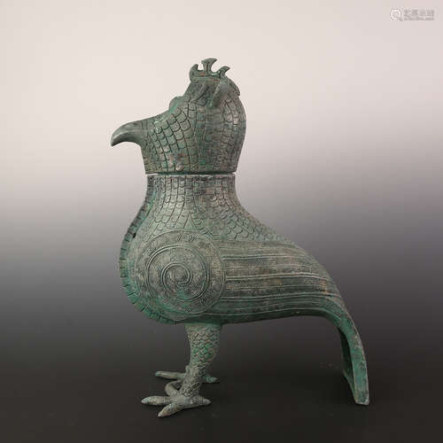 A Bronze Bird Figure Container