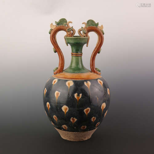 Tang Three-colored Double Ear Vase