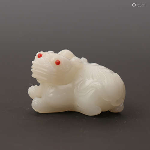 A White Jade Carved Beast Ornament