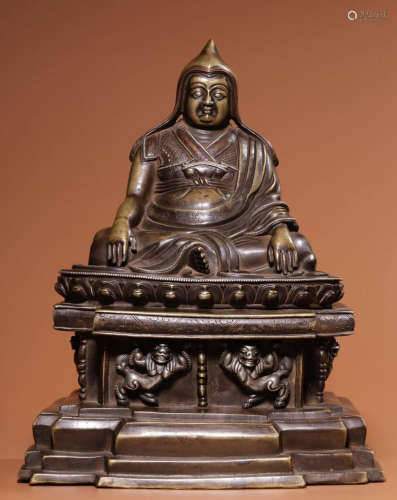COPPER TSONGKAHAPA BUDDHA STATUE