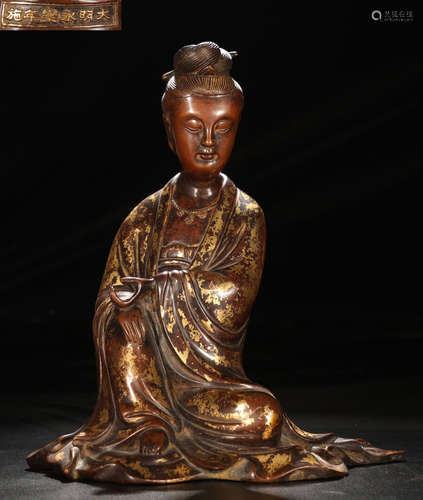 DAMINGYONGLENIANSHI MARK COPPER GUANYIN BUDDHA