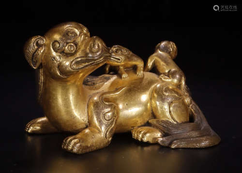 GILT BRONZE BEAST PENDANT