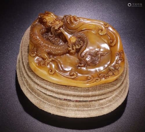 TIANHUANG STONE BRUSH WASHER CARVED WITH DRAGON