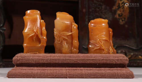 SET OF TIANHUANG STONE SEAL CARVED WITH BAMBOO