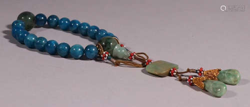 AQUAMARINE STRING BRACELET WITH 18 BEADS