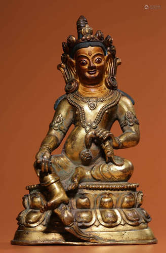 GILT BRONZE CAISHEN BUDDHA STATUE