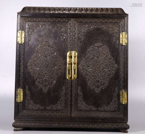 ZITAN WOOD CABINET CARVED WITH PATTERN