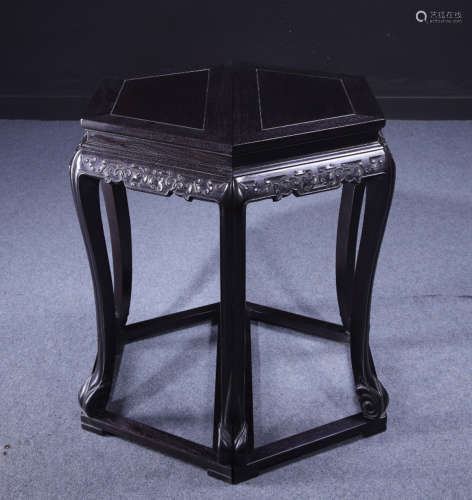 ZITAN WOOD TABLE CARVED WITH FLOWER