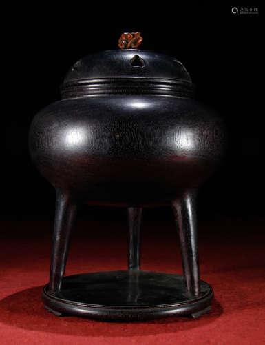 ZITAN WOOD CENSER WITH THREE FEET