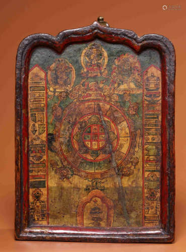LACQUER SCREEN PAINTED WITH BUDDHA