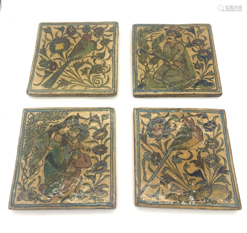 Persian Qajar Tiles x4