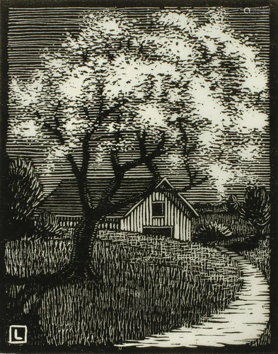 HERSCHEL C LOGAN (1901-1987) PENCIL SIGNED WOODCUT