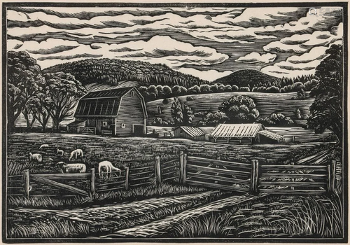 PAUL GENTRY (21ST C.) PENCIL SIGNED WOOD ENGRAVING