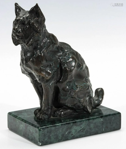 KEN BUNN (Born 1938) BRONZE BOBCAT SCULPTURE