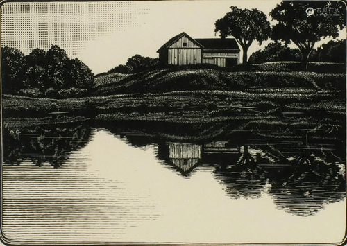 ASA CHEFFETZ (1897-1965) PENCIL SIGNED WOOD ENGRAVING