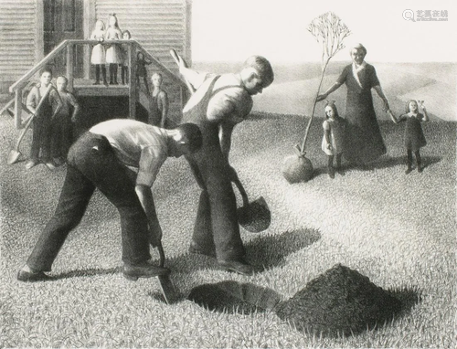 GRANT WOOD (1891-1942) PENCIL SIGNED LITHOGRAPH