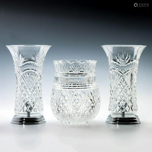 WATERFORD CRYSTAL HURRICANES AND LARGE VASE