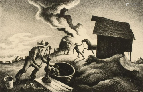 THOMAS HART BENTON (1889-1975) PENCIL SIGNED LITHO