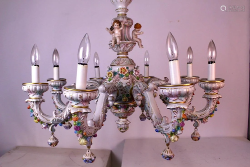 C.1940 8 Arm Capodimonte Light Fixture