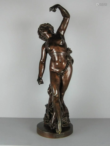 Large Laiccer Fundidor Bronze Statue of Woman Dancing