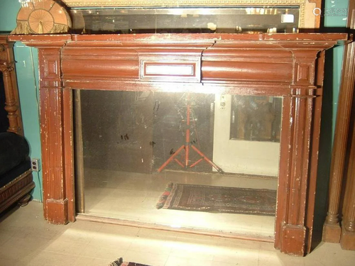 Large Victorian Pine Fireplace Mantle