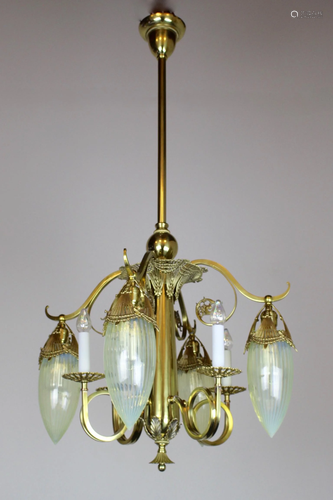 Victorian Gas Electric Chandelier with Striped