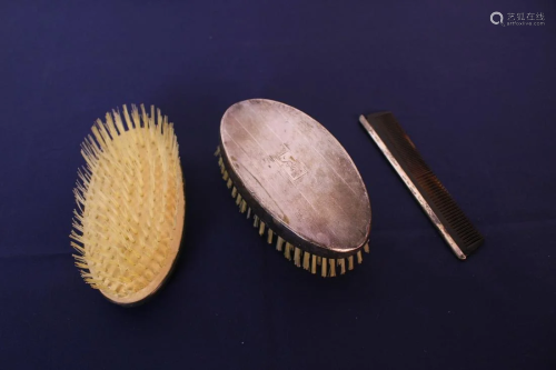 Vintage Sterling Silver Clothes and Hair Brush Set of 3